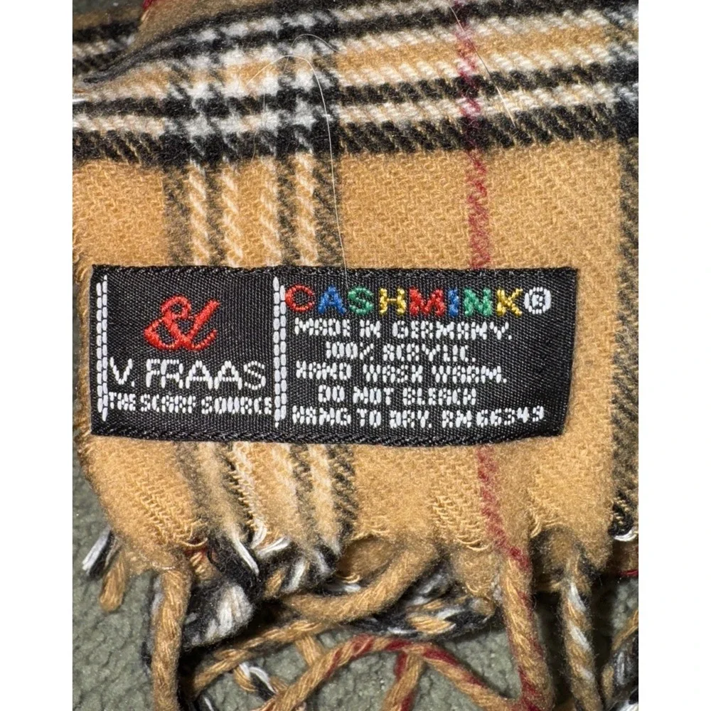 Scarf Cashmink V. Fraas Germany Plaid Camel Black Red 11